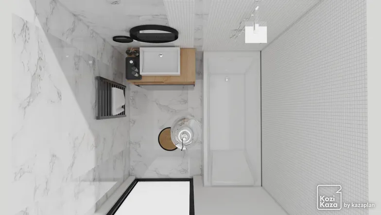 Idée salle de bain marbre blanc 3D 3