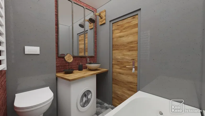 Idée salle de bain moderne brut 3D 2