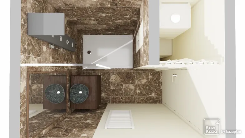 Idée salle de bain marbre 3D 3