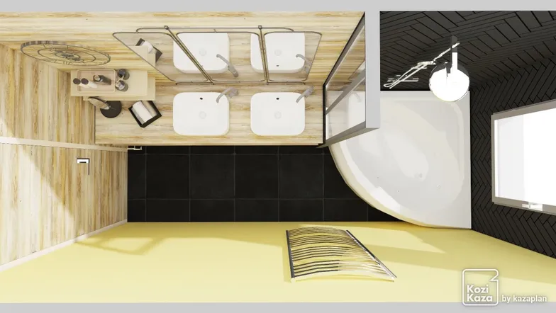 Idée salle de bain familiale moderne 3D 3