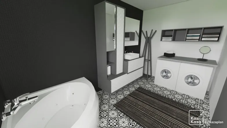 Idée salle de bain noir et gris 3D 2