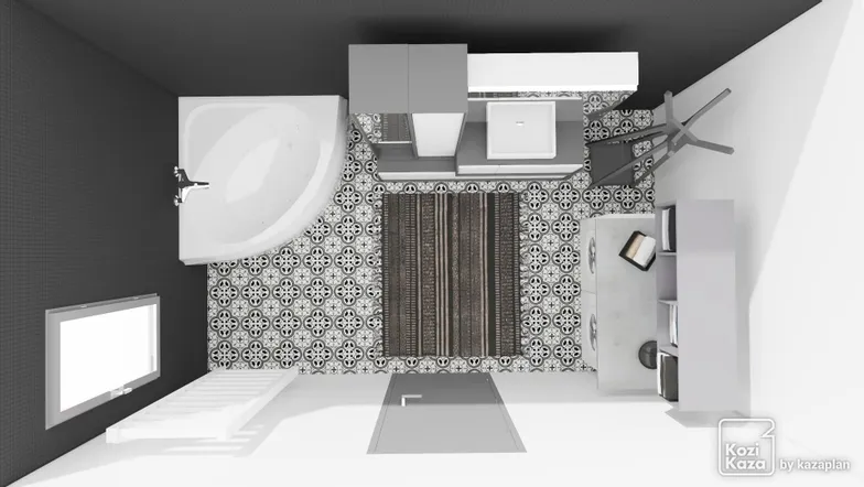 Idée salle de bain noir et gris 3D 3