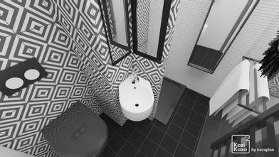 Idée salle de bain noir et blanc 3D 1
