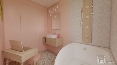 Idée salle de bain avec baignoire d'angle 3D 1