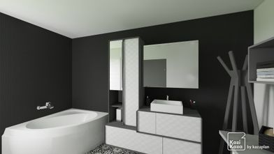 Idée salle de bain noir et gris 3D 1