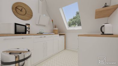 Idea of a small kitchen under the eaves 3D 1