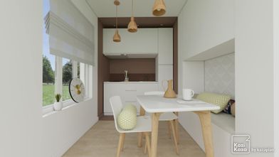 Idea of small white linear kitchen 3D 1