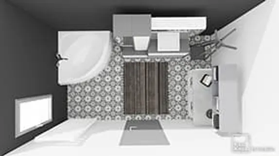 Modèle plan 3D salle de bain noir et gris