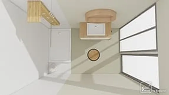 Exemple plan 3D salle de bain zen bois