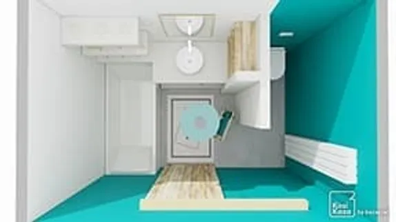 Example of a modern green and white bathroom 3D plan