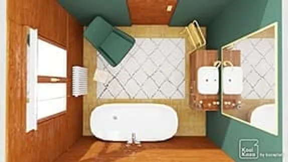 Modèle plan 3D salle de bain style retro