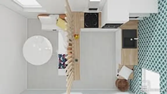 Modèle plan 3D cuisine en U cosy