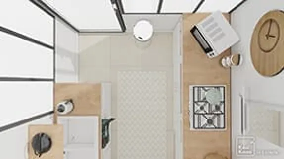 Example of a small attic kitchen 3D plan