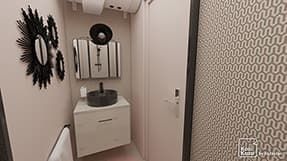 Modèle plan 3D salle de bain avec douche