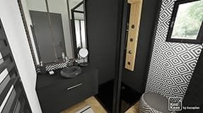 Exemple plan 3D salle de bain noir et blanc
