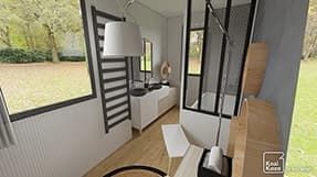 Modèle plan 3D salle de bain nature moderne