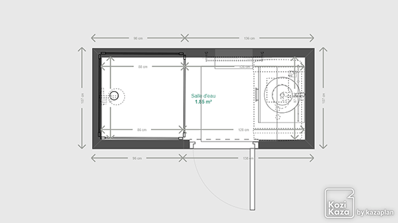 Example of a bathroom 3D plan with a shower