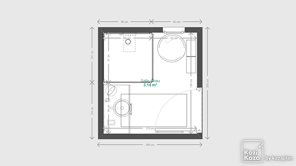Example of a black and white bathroom 3D plan