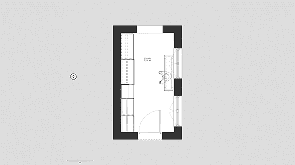 Modèle plan 3D dressing contemporain noir avec portes coulissantes