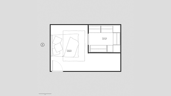 3D plan model of a wooden custom dressing room