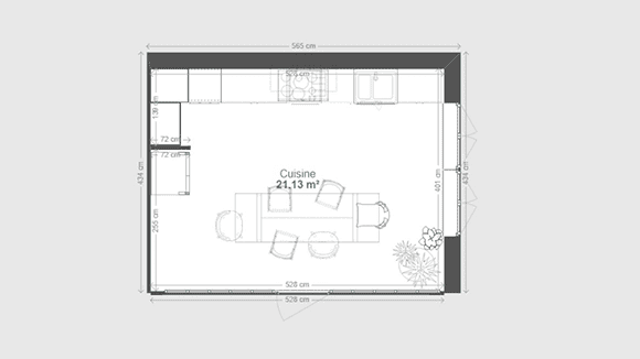 Example of kitchen in I 3D plan black and wood