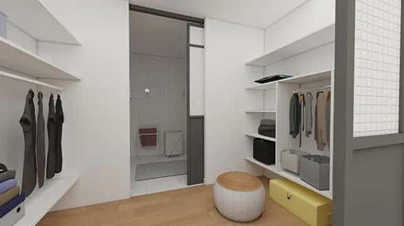 3D plan example of a retro-look dressing room