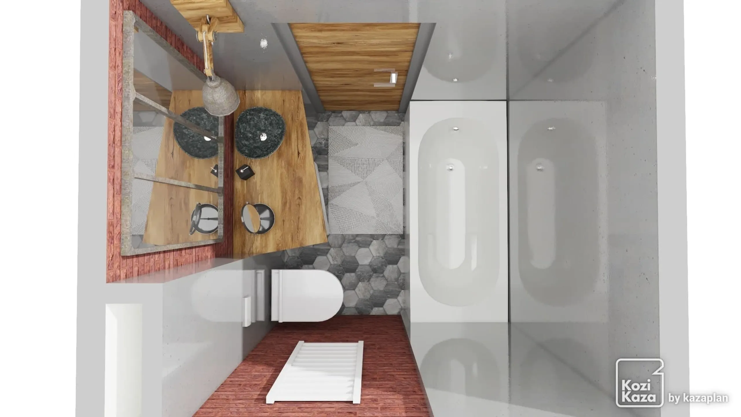 Idea modern bathroom raw - 3D 3