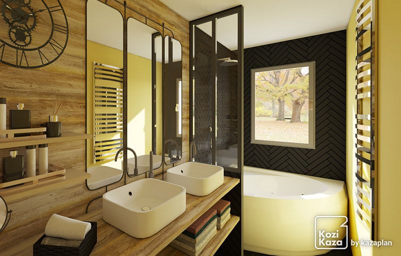 Idée salle de bain familiale moderne 3D